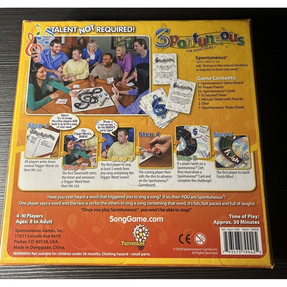 Spontuneous The Song Game - Sing It or Shout It - New - Picture 2 of 2